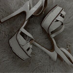 Aldo White Textured High Heel Sandals